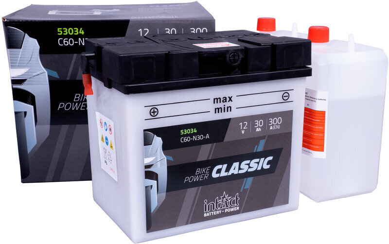 Akumuliatorius motociklams intAct Battery-Power Classic C60-N30-A 12V 30Ah c20 300A kaina ir informacija | Moto akumuliatoriai | pigu.lt