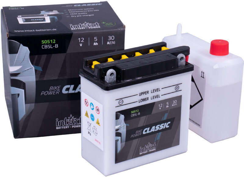 Akumuliatorius motociklams intAct Battery-Power Classic CB5L-B 12V 5Ah c20 30A kaina ir informacija | Moto akumuliatoriai | pigu.lt