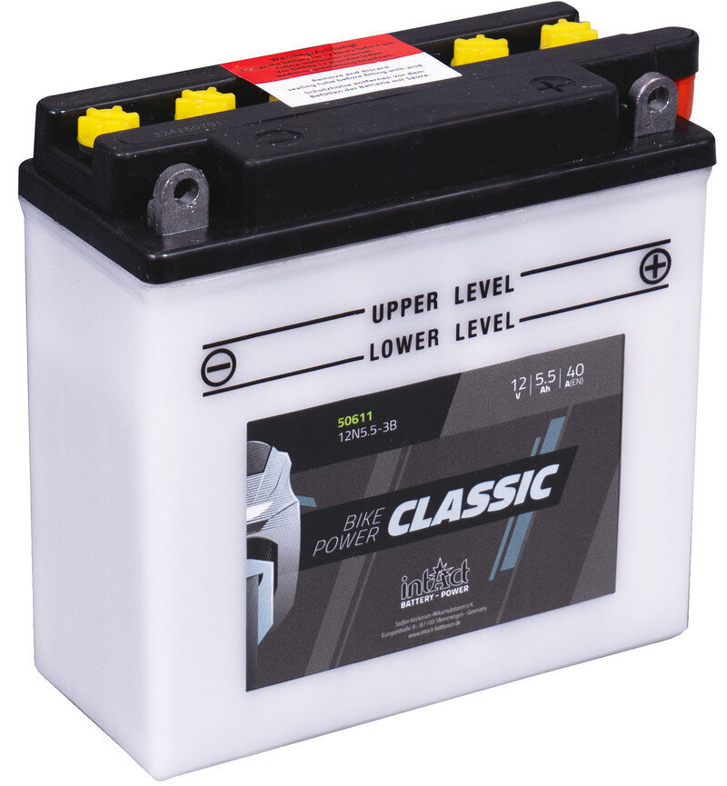 Akumuliatorius motociklams intAct Battery-Power Classic 12N5.5-3B 12V 5,5Ah c20 40A kaina ir informacija | Moto akumuliatoriai | pigu.lt