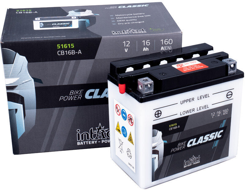 Akumuliatorius motociklams intAct Battery-Power Classic CB16B-A 12V 16Ah c20 160A kaina ir informacija | Moto akumuliatoriai | pigu.lt