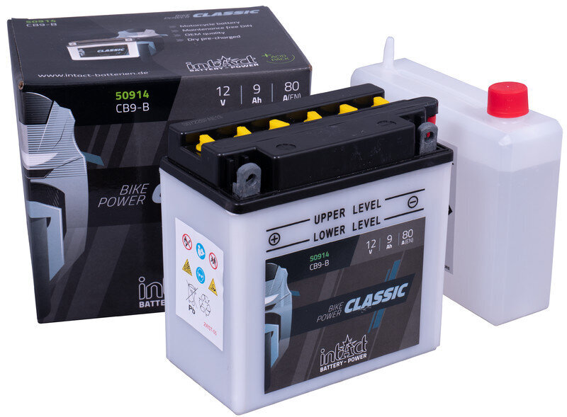 Akumuliatorius motociklams intAct Battery-Power Classic CB9A-A 12V 9Ah c20 80A kaina ir informacija | Moto akumuliatoriai | pigu.lt