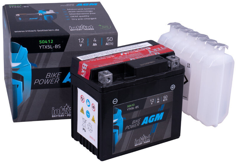 Akumuliatorius motociklams intAct Battery-Power AGM YTX5L-BS 12V 4Ah c20 50A kaina ir informacija | Moto akumuliatoriai | pigu.lt