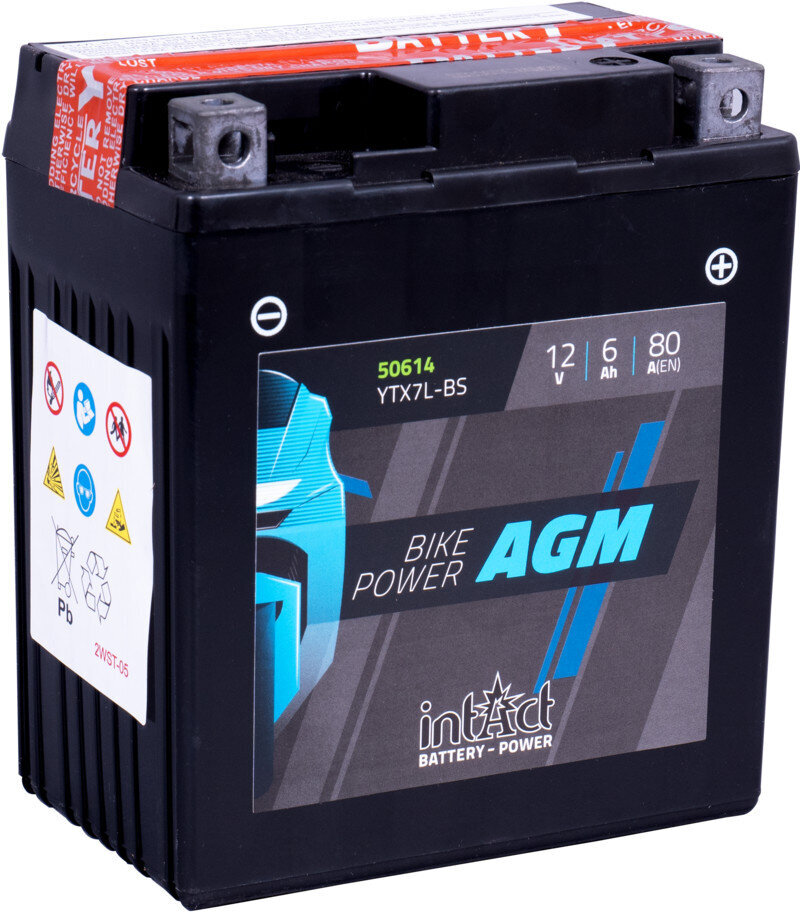 Akumuliatorius motociklams intAct Battery-Power AGM YTX7L-BS 6Ah c20 80A kaina ir informacija | Moto akumuliatoriai | pigu.lt