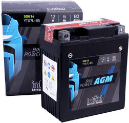 Аккумулятор для мотоциклов intAct Battery-Power AGM (YTX7L-BS) 6AH (c20) 80A (EN) цена и информация | Мото аккумуляторы | pigu.lt