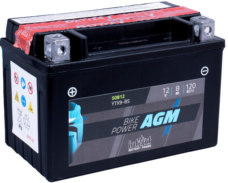 Akumuliatorius motociklams intAct Battery-Power AGM YTX9-BS ,8Ah ,c20 ,120A kaina ir informacija | Moto akumuliatoriai | pigu.lt