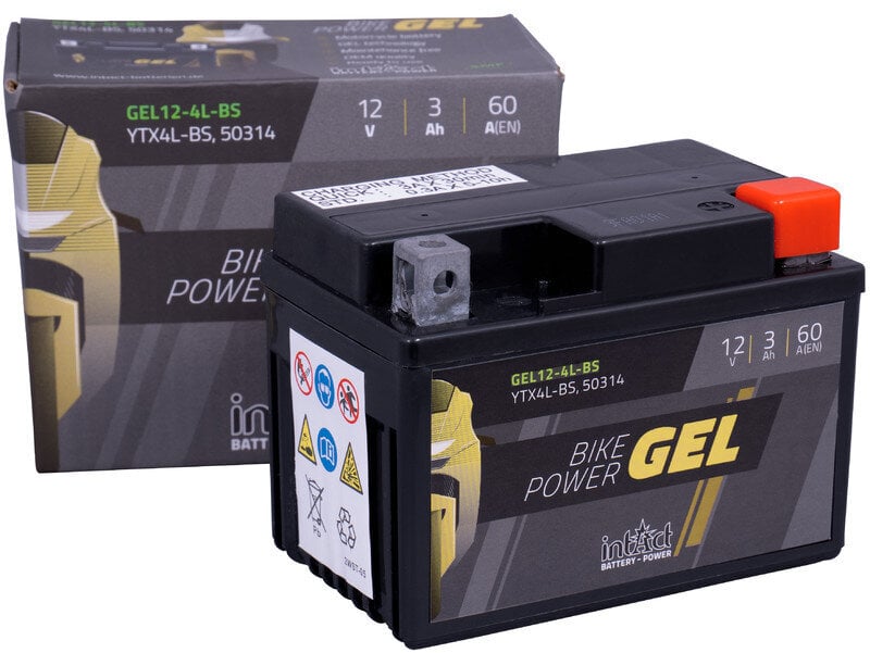 Akumuliatorius motociklams intAct Battery-Power GEL YTX4L-BS 12V 3Ah c20 60A kaina ir informacija | Moto akumuliatoriai | pigu.lt