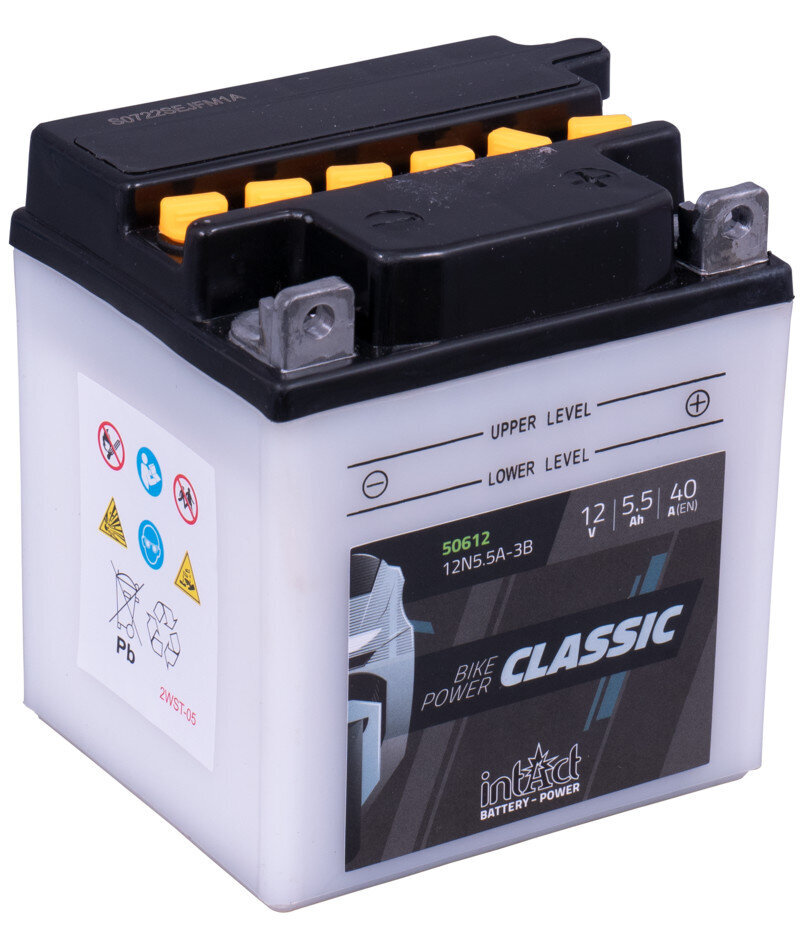 Akumuliatorius motociklams intAct Battery-Power Classic 12N5.5A-3B 12V 5,5Ah c20 40A kaina ir informacija | Moto akumuliatoriai | pigu.lt