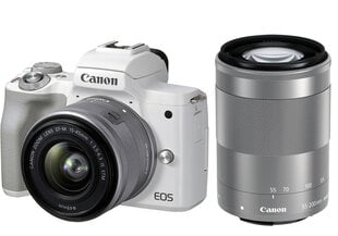 Фотоаппарат Canon EOS M50 Mark II 15-45 IS STM + 55-200 IS STM, Белый цена и информация | Цифровые фотоаппараты | pigu.lt