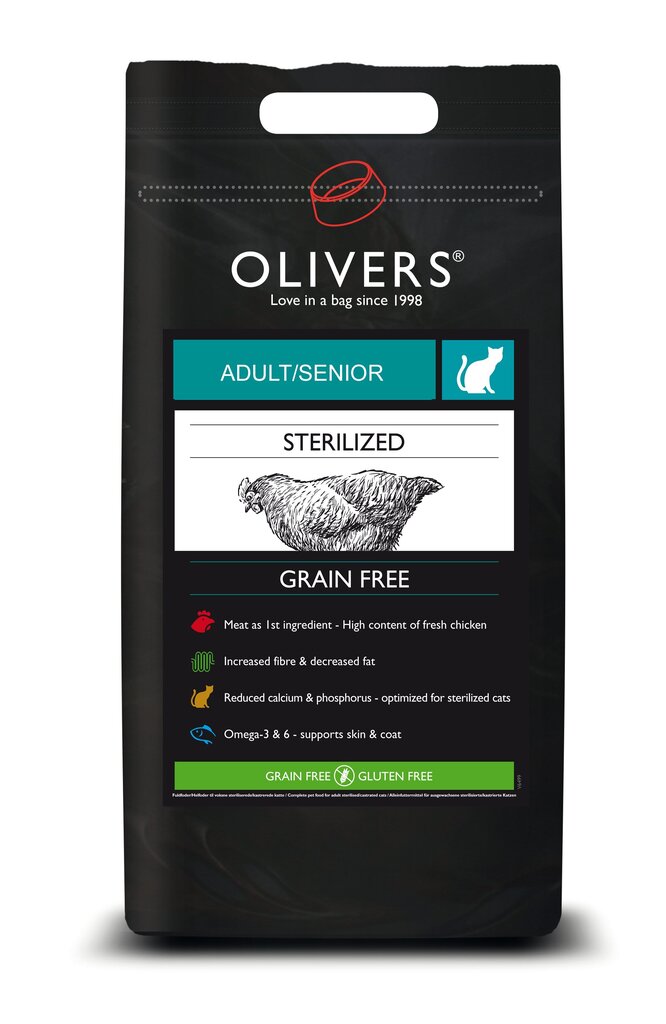 Olivers sterilizuotas kačių maistas su vištiena Sterilized Cat Grain Free, 4 kg kaina ir informacija | Sausas maistas katėms | pigu.lt