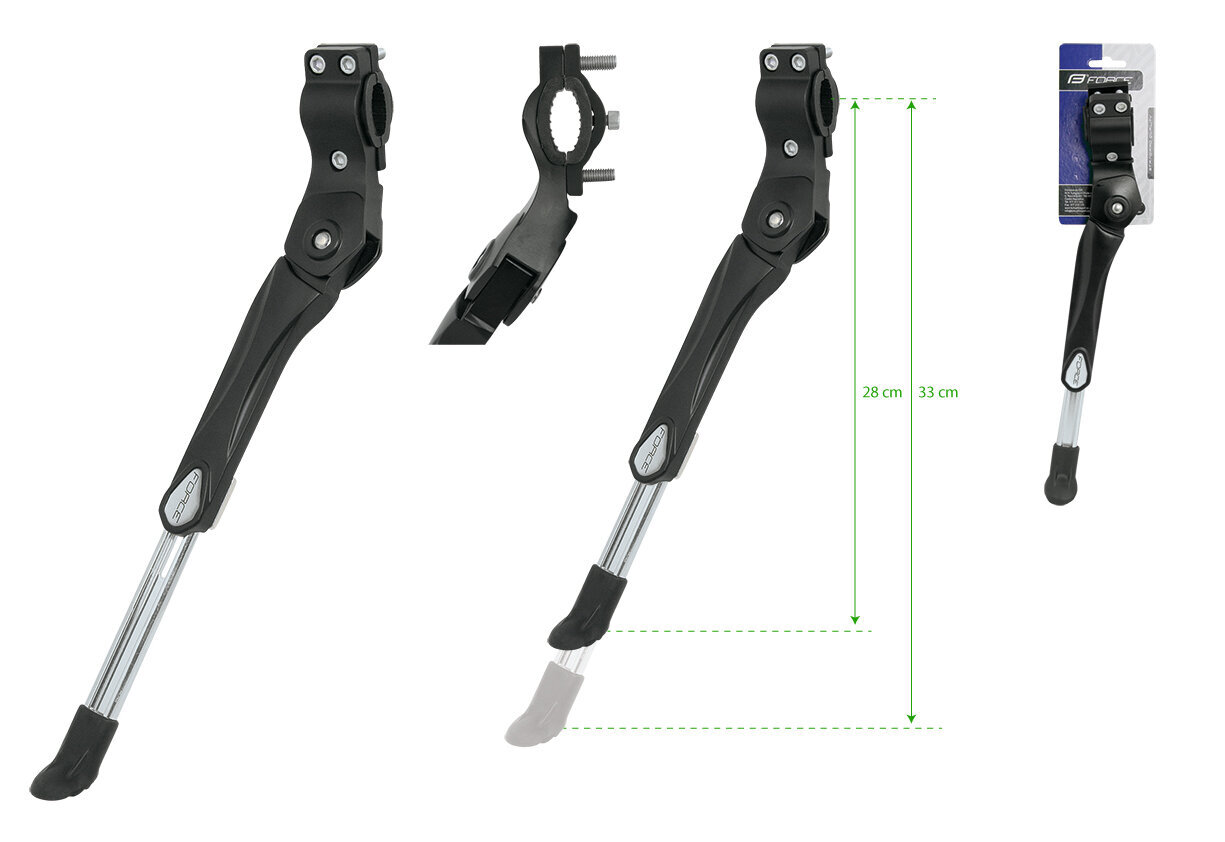 Atraminė kojelė Force 26-29" tvirtinama ant rėmo galinės šakės (aliuminė, juoda) kaina ir informacija | Kitos dviračių dalys | pigu.lt