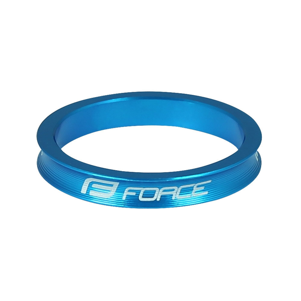 Vairo kolonėlės žiedas Force 1 1/8" 5mm (aliuminis, mėlynas) цена и информация | Kitos dviračių dalys | pigu.lt