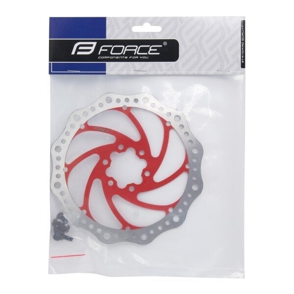Stabdžių diskas Force 180mm, 6 varžtai (raudonas) kaina ir informacija | Kitos dviračių dalys | pigu.lt