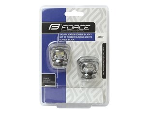 Žibintų komplektas Force 2 LED (juodas, priekinis+galinis) цена и информация | Велосипедные фонари, отражатели | pigu.lt