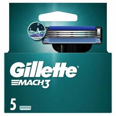 Сменные головки для бритвенного станка Gillette Mach3 3, 5 шт. цена и информация | Косметика и средства для бритья | pigu.lt