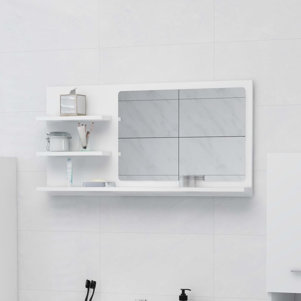 Vonios kambario veidrodis, baltos spalvos, 90x10,5x45cm цена и информация | Vonios spintelės | pigu.lt