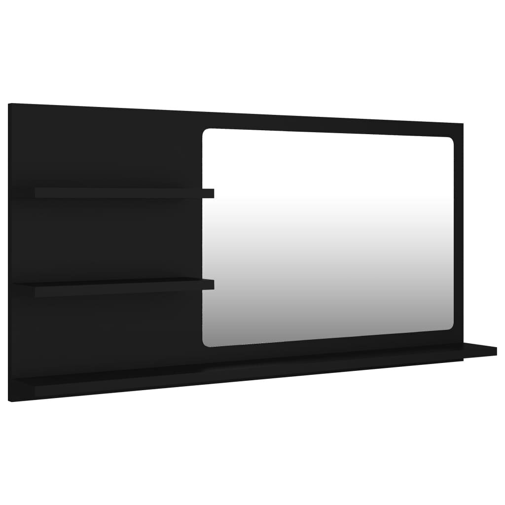 Vonios kambario veidrodis, juodos spalvos, 90x10,5x45cm kaina ir informacija | Vonios spintelės | pigu.lt