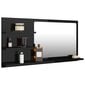 Vonios kambario veidrodis, juodas, 90x10,5x45cm, blizgus kaina ir informacija | Vonios spintelės | pigu.lt
