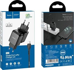 Универсальное зарядное устройство Hoco N2 USB / 5 В / 2.4 A + micro USB, провод 1м, черное цена и информация | Зарядные устройства для телефонов | pigu.lt