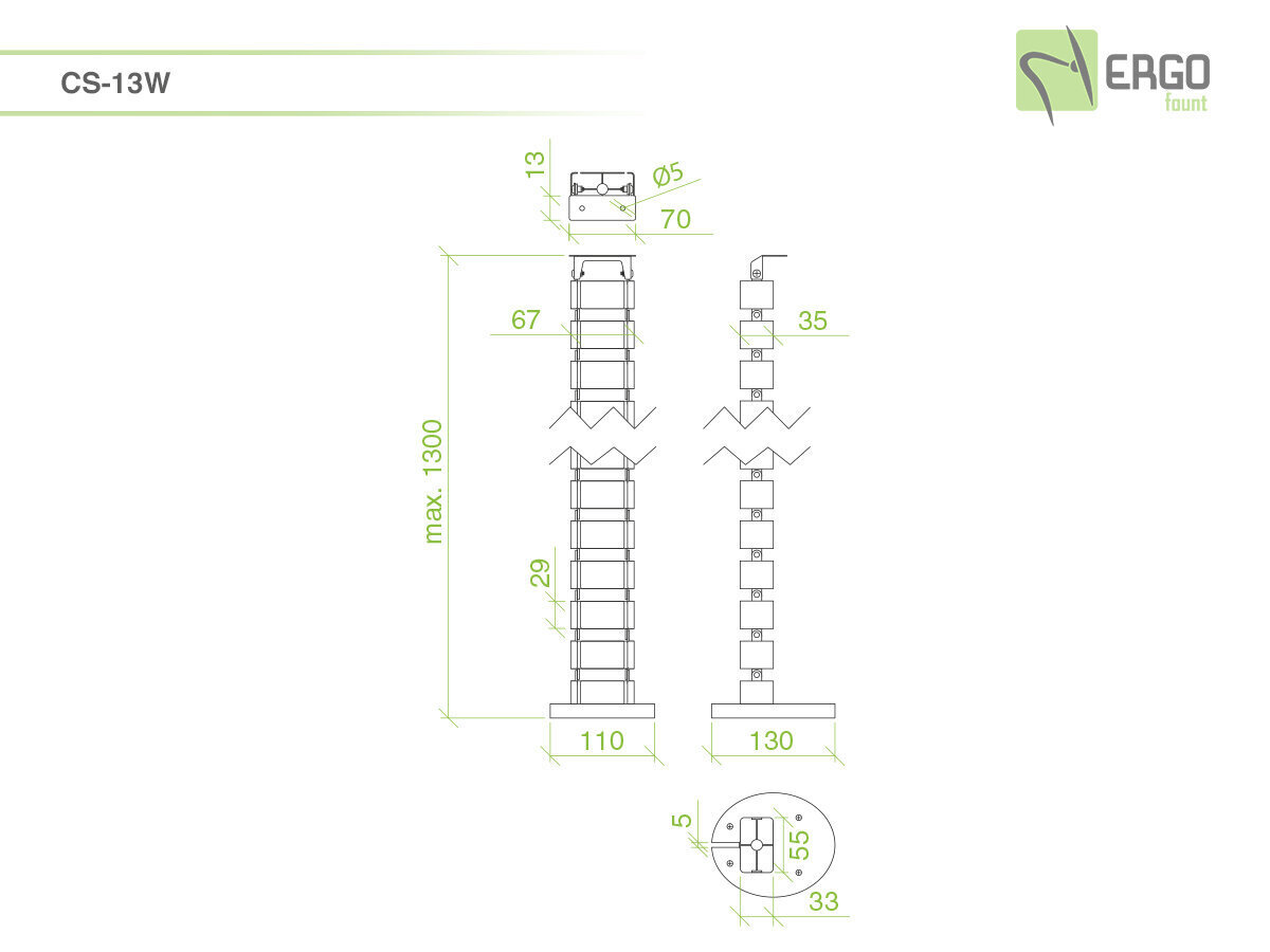 Kabelių kanalas Ergofount CS-13W kaina ir informacija | Komponentų priedai | pigu.lt