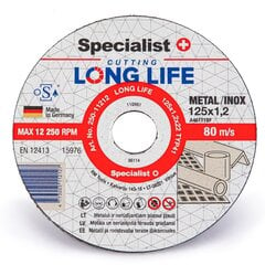 Pjovimo diskas Specialist+ Long Life 125x1,2x22 mm kaina ir informacija | Mechaniniai įrankiai | pigu.lt