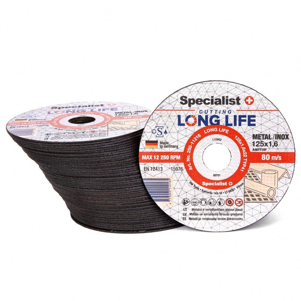 Pjovimo diskas Specialist+ Long Life 125x1,6x22 mm цена и информация | Mechaniniai įrankiai | pigu.lt