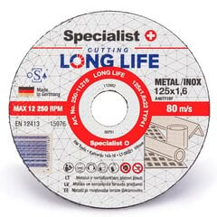 Pjovimo diskas Specialist+ Long Life 125x1,6x22 mm цена и информация | Механические инструменты | pigu.lt