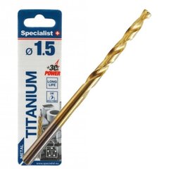 Metalinis grąžtas Specialist+ Titan, 1.5 mm, 2 vnt kaina ir informacija | Mechaniniai įrankiai | pigu.lt