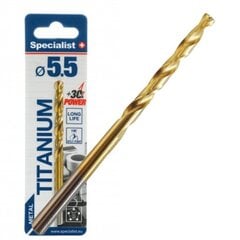 Metalinis grąžtas Specialist+ Titan, 5.5 mm kaina ir informacija | Mechaniniai įrankiai | pigu.lt