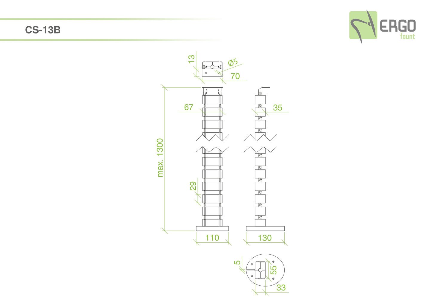 Kabelių kanalas Ergofount CS-13B kaina ir informacija | Komponentų priedai | pigu.lt