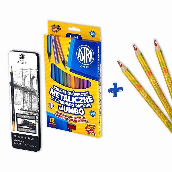 Spalvoti pieštukai Astra, 12 vnt kaina ir informacija | Piešimo, tapybos, lipdymo reikmenys | pigu.lt