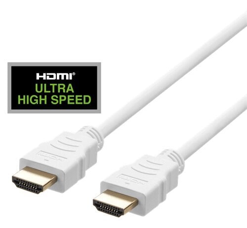 HDMI kabelis DELTACO ULTRA High Speed, 48Gbps, 2m, eARC, QMS, 8K at 60Hz, 4K at 120Hz, baltas / HU-20A kaina ir informacija | Kabeliai ir laidai | pigu.lt