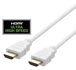 HDMI kabelis DELTACO ULTRA didelės spartos, 48Gbps, 3m, eARC, QMS, 8K at 60Hz, 4K at 120Hz, baltas / HU-30A kaina ir informacija | Kabeliai ir laidai | pigu.lt