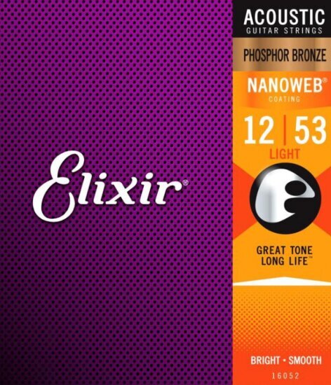 Stygos ak. gitarai Elixir 16052 0.012-0.053 Phosphor Bronze Nanoweb kaina ir informacija | Priedai muzikos instrumentams | pigu.lt