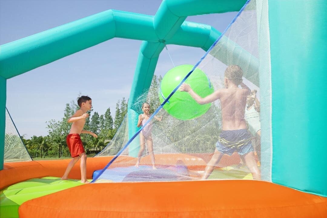 Pripučiamas žaidimų centras Bestway Dodge & Drench Water Park, 4.5m x 4.5m x 2.68m, 53383 kaina ir informacija | Baseinai | pigu.lt