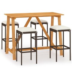 Sodo baro baldų komplektas su pagalvėlėmis, 5 dalių, rudas цена и информация | Комплекты уличной мебели | pigu.lt