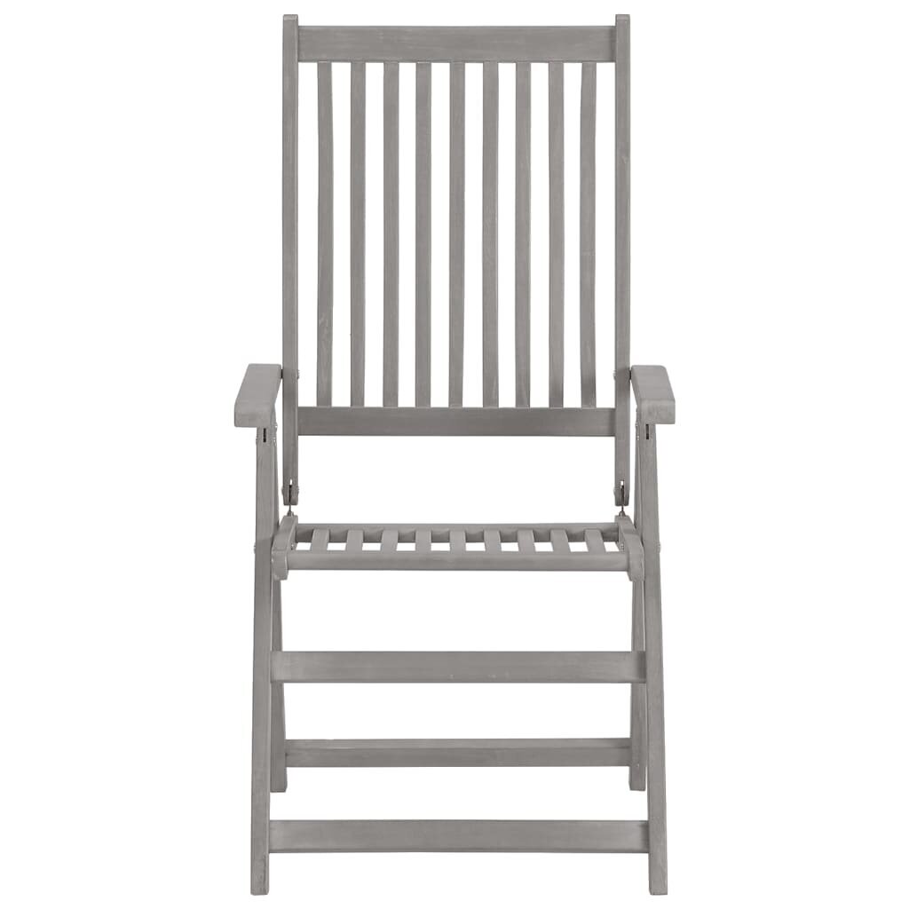 vidaXL Atlošiamos sodo kėdės, 3vnt., pilkos spalvos, akacijos masyvas цена и информация | Lauko kėdės, foteliai, pufai | pigu.lt
