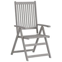 vidaXL Atlošiamos sodo kėdės, 3vnt., pilkos spalvos, akacijos masyvas kaina ir informacija | Lauko kėdės, foteliai, pufai | pigu.lt