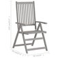 vidaXL Atlošiamos sodo kėdės, 3vnt., pilkos spalvos, akacijos masyvas цена и информация | Lauko kėdės, foteliai, pufai | pigu.lt