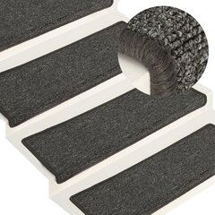 Laiptų kilimėliai, 65x25 cm, 15 vnt, pilki ir juodi kaina ir informacija | Kilimai | pigu.lt