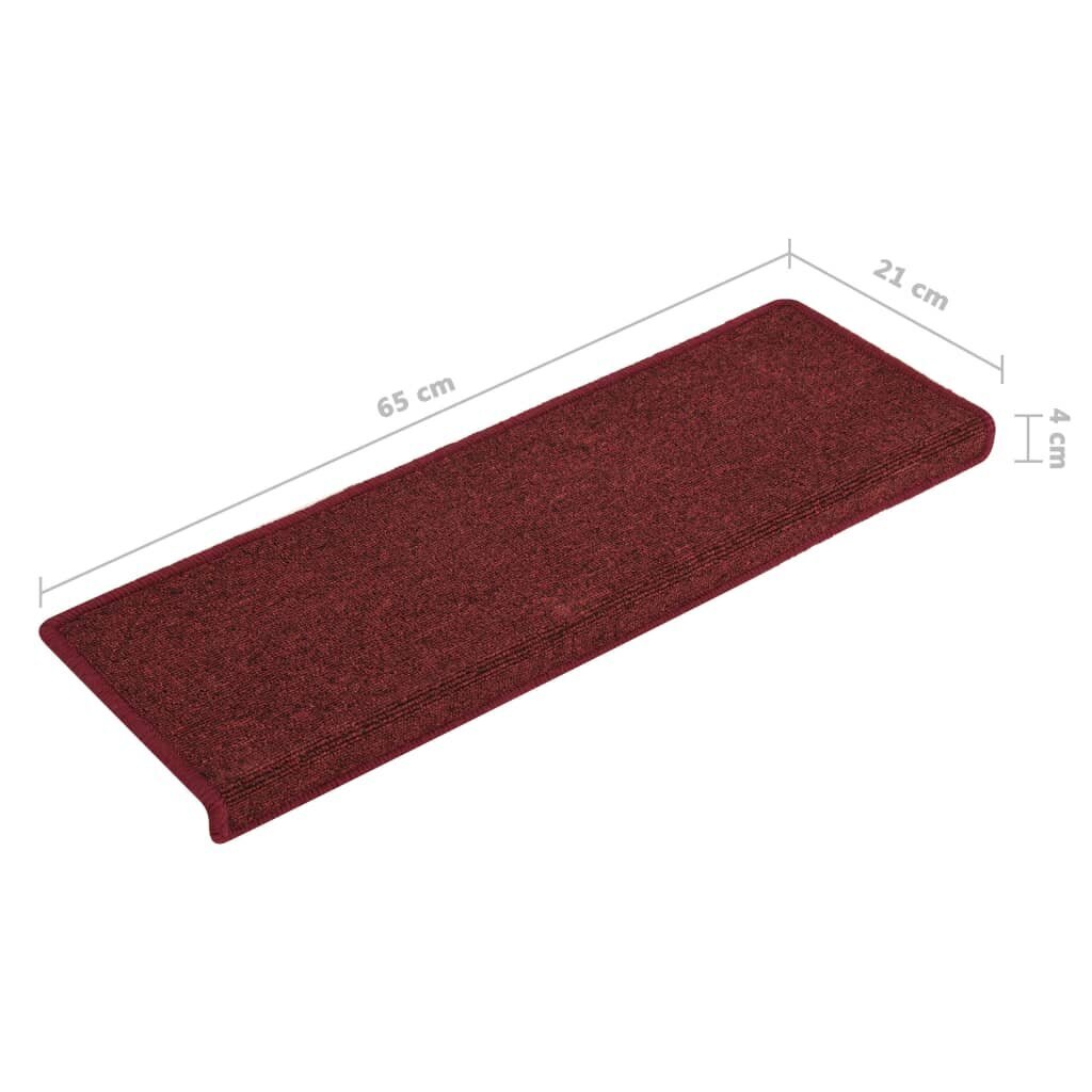 Laiptų kilimėliai, 65x25 cm, 15 vnt, raudoni kaina ir informacija | Kilimai | pigu.lt