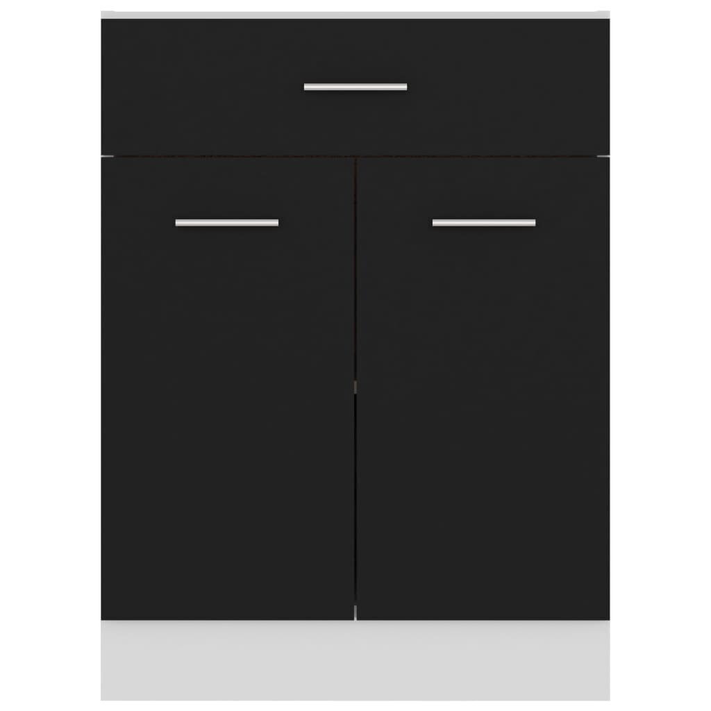 vidaXL Apatinė spintelė su stalčiumi, juoda, 60x46x81,5cm, MDP цена и информация | Virtuvinės spintelės | pigu.lt