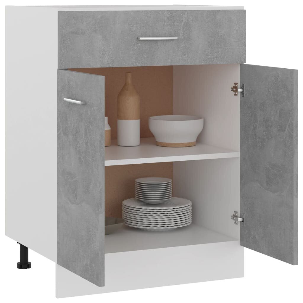 vidaXL Apatinė spintelė su stalčiumi, betono pilka, 60x46x81,5cm, MDP kaina ir informacija | Virtuvinės spintelės | pigu.lt