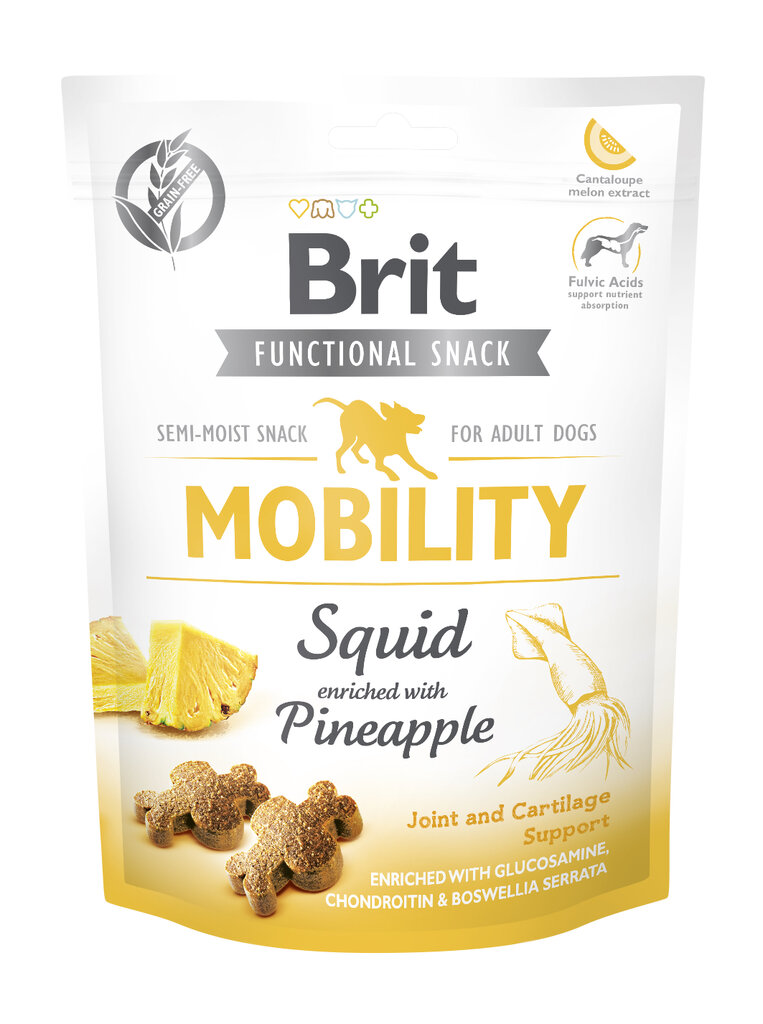 Brit Care Dog Functional Snack Mobility Squid suaugusiems šunims su kalmarais, 150 g цена и информация | Skanėstai šunims | pigu.lt