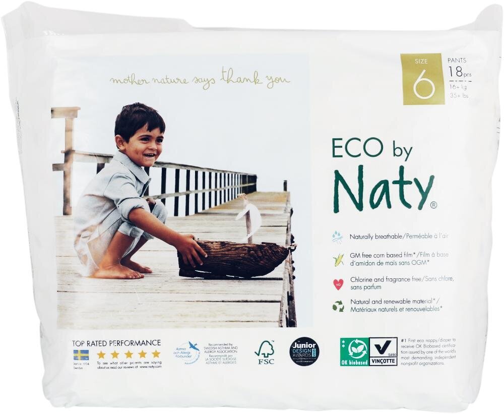 Sauskelnės-kelnaitės Eco by Naty, 6 Extra Large, 16+ kg, 18 vnt. kaina ir informacija | Sauskelnės | pigu.lt