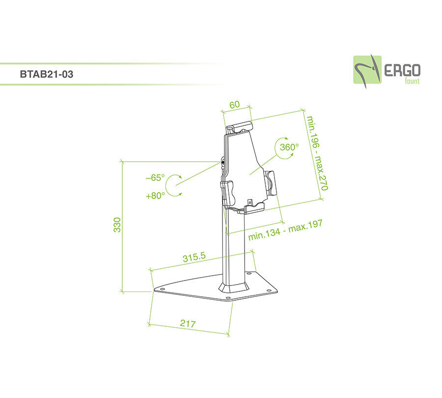 Ergofount BTAB21-03 цена и информация | Planšečių, el. skaityklių priedai | pigu.lt