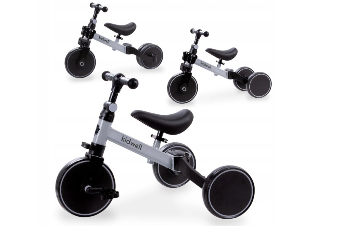 Balansinis dviratukas, triratukas, Kidwell 3in1, pilkas kaina ir informacija | Balansiniai dviratukai | pigu.lt