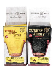 Vytinta kalakutiena Turkey Jerky Original ir Turkey Jerky Bites Sage &amp; Onion Combo 40g x 12 vnt kaina ir informacija | Mėsos gaminiai | pigu.lt