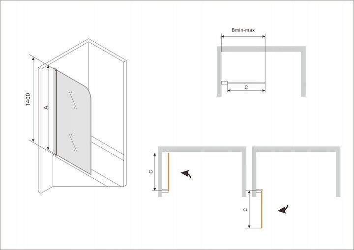 Akrilinė vonia Mexen Cube su apdaila ir stiklo sienele, 180x80 cm kaina ir informacija | Vonios | pigu.lt