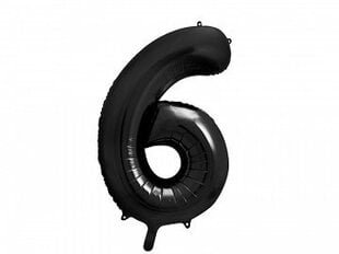 Folinis balionas skaičius 6 juodas, 86 cm kaina ir informacija | Balionai | pigu.lt