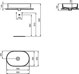 Ovalus pastatomas ant stalviršio praustuvas Ideal Standard Strada II T298101, baltas kaina ir informacija | Praustuvai | pigu.lt